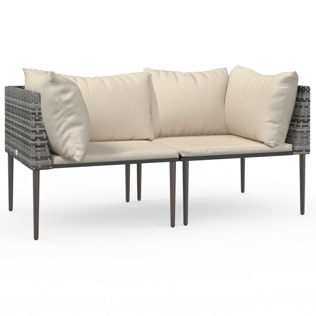 Tuinhoekbanken met kussens 2 st poly rattan grijs is nu te koop bij PeponiXL, paradijselijk wonen!