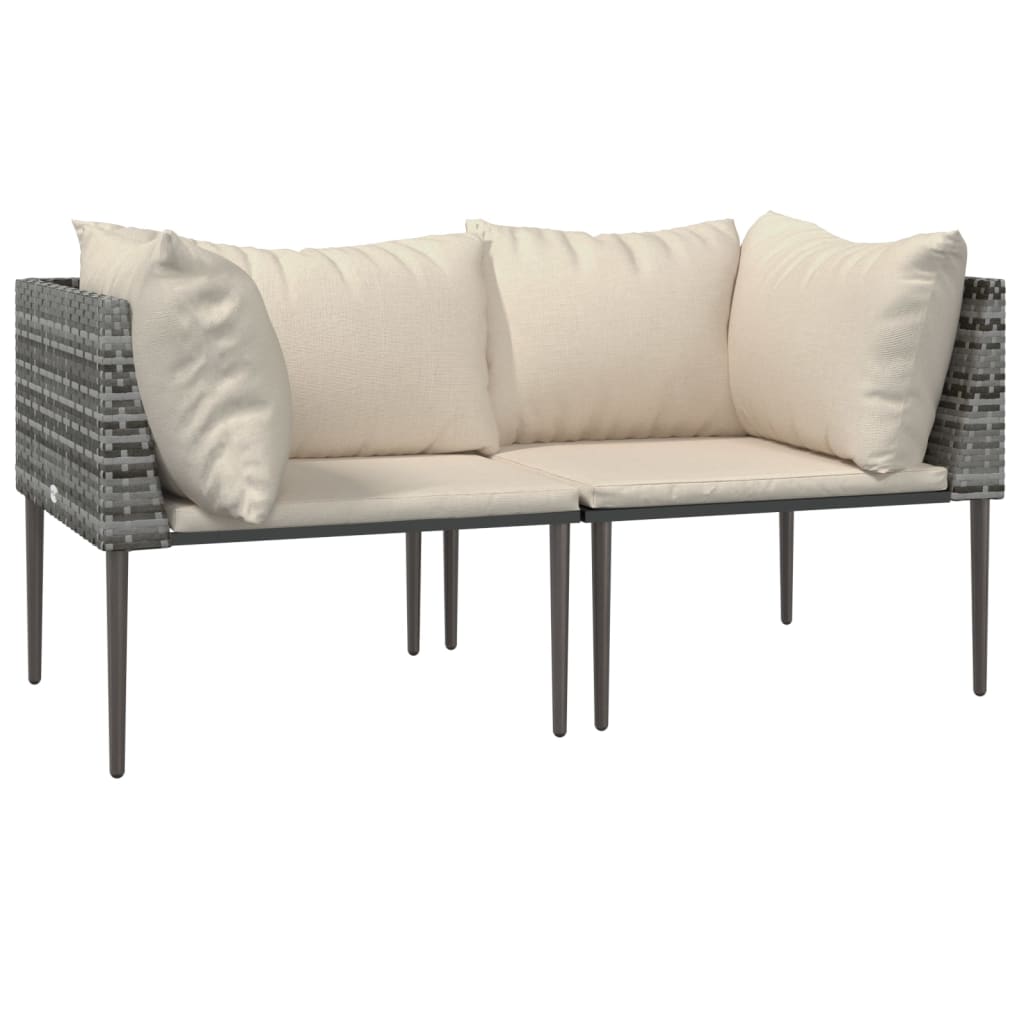 Tuinhoekbanken met kussens 2 st poly rattan grijs is nu te koop bij PeponiXL, paradijselijk wonen!