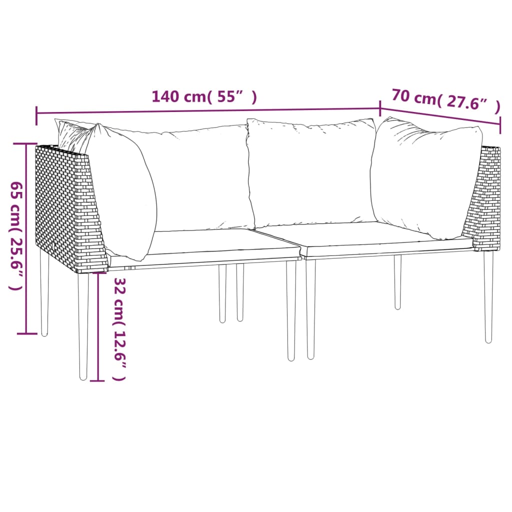 Tuinhoekbanken met kussens 2 st poly rattan grijs is nu te koop bij PeponiXL, paradijselijk wonen!