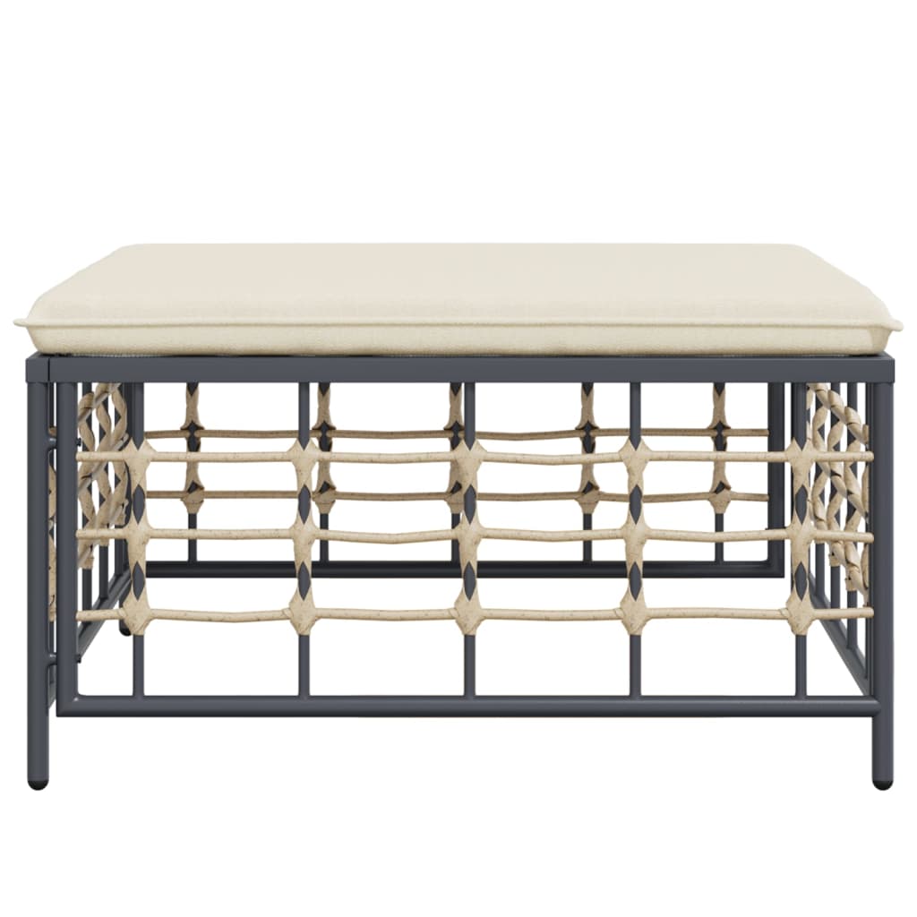 Tuinvoetenbank met beige kussen poly rattan is nu te koop bij PeponiXL, paradijselijk wonen!