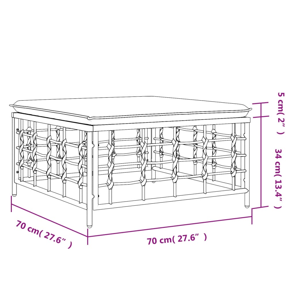 Tuinvoetenbank met beige kussen poly rattan is nu te koop bij PeponiXL, paradijselijk wonen!