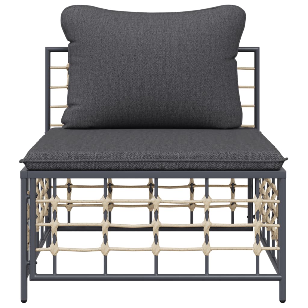 Tuinmiddenbank met donkergrijze kussens poly rattan is nu te koop bij PeponiXL, paradijselijk wonen!