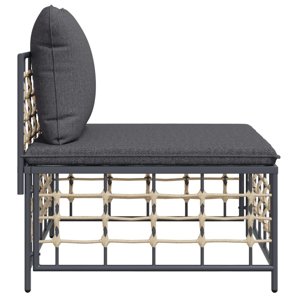 Tuinmiddenbank met donkergrijze kussens poly rattan is nu te koop bij PeponiXL, paradijselijk wonen!