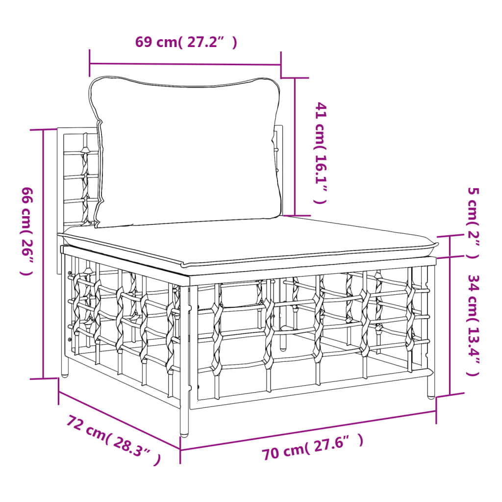 Tuinmiddenbank met donkergrijze kussens poly rattan is nu te koop bij PeponiXL, paradijselijk wonen!