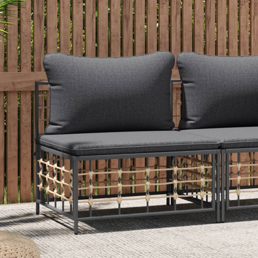 Tuinmiddenbank met donkergrijze kussens poly rattan is nu te koop bij PeponiXL, paradijselijk wonen!