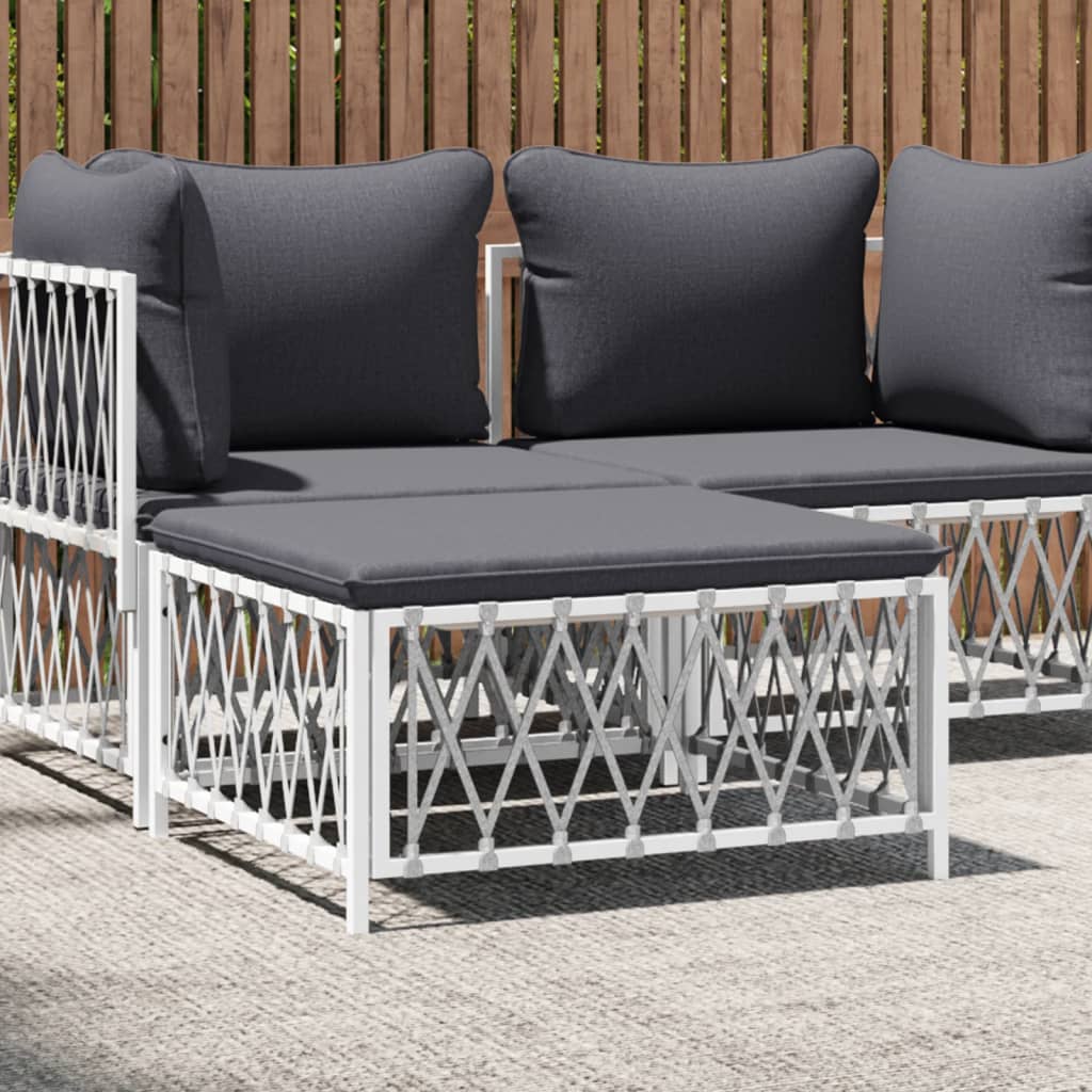 Tuinvoetenbank met kussens geweven stof wit is nu te koop bij PeponiXL, paradijselijk wonen!