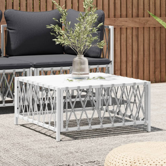 Tuintafel 70x70x34 cm geweven stof wit is nu te koop bij PeponiXL, paradijselijk wonen!
