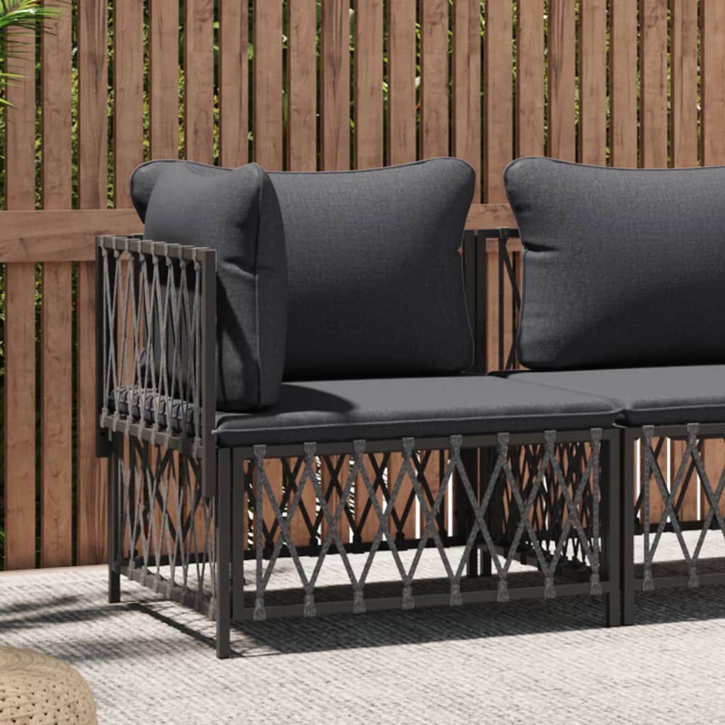 Tuinhoekbank met kussens geweven stof antracietkleurig is nu te koop bij PeponiXL, paradijselijk wonen!
