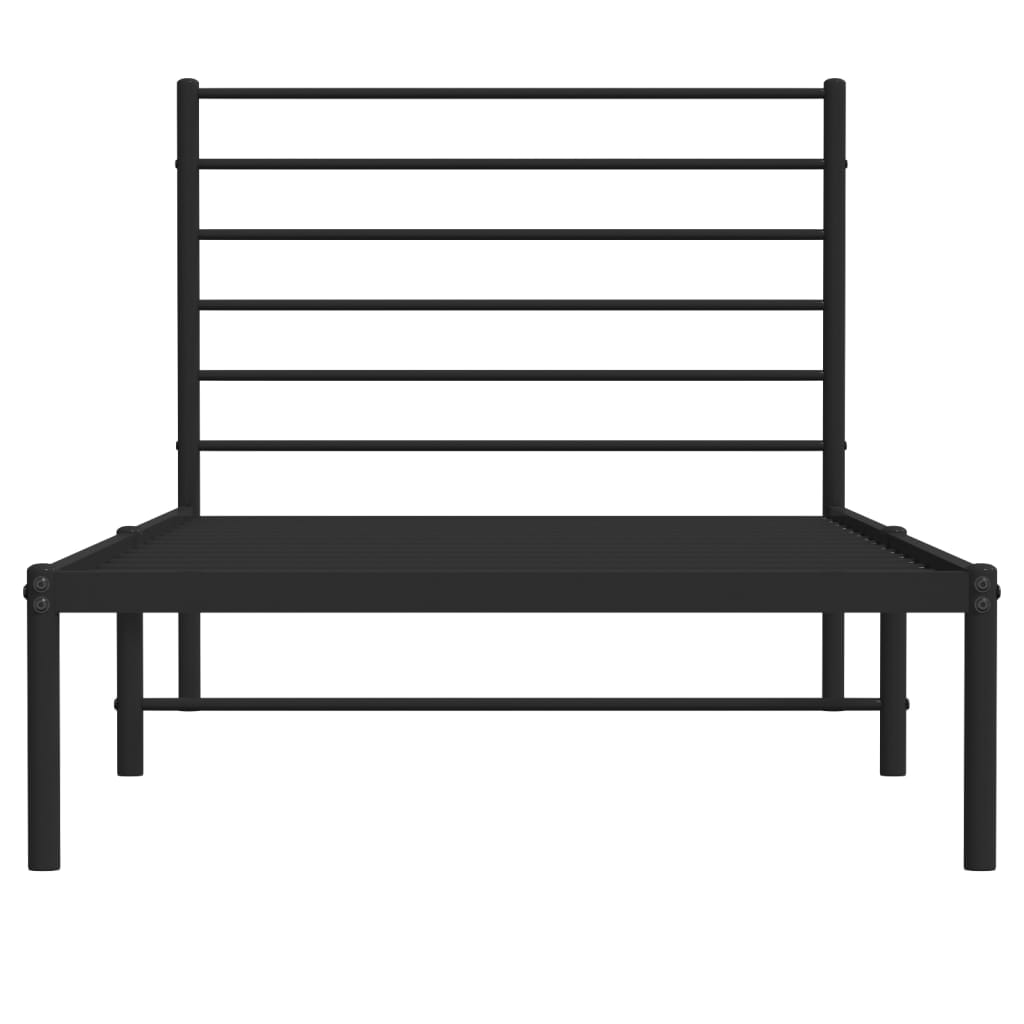 Bedframe met hoofdbord metaal zwart 90x200 cm is nu te koop bij PeponiXL, paradijselijk wonen!