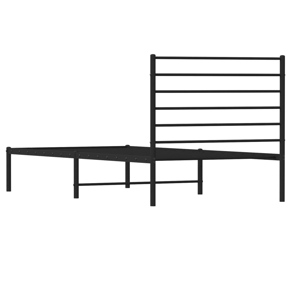 Bedframe met hoofdbord metaal zwart 90x200 cm is nu te koop bij PeponiXL, paradijselijk wonen!