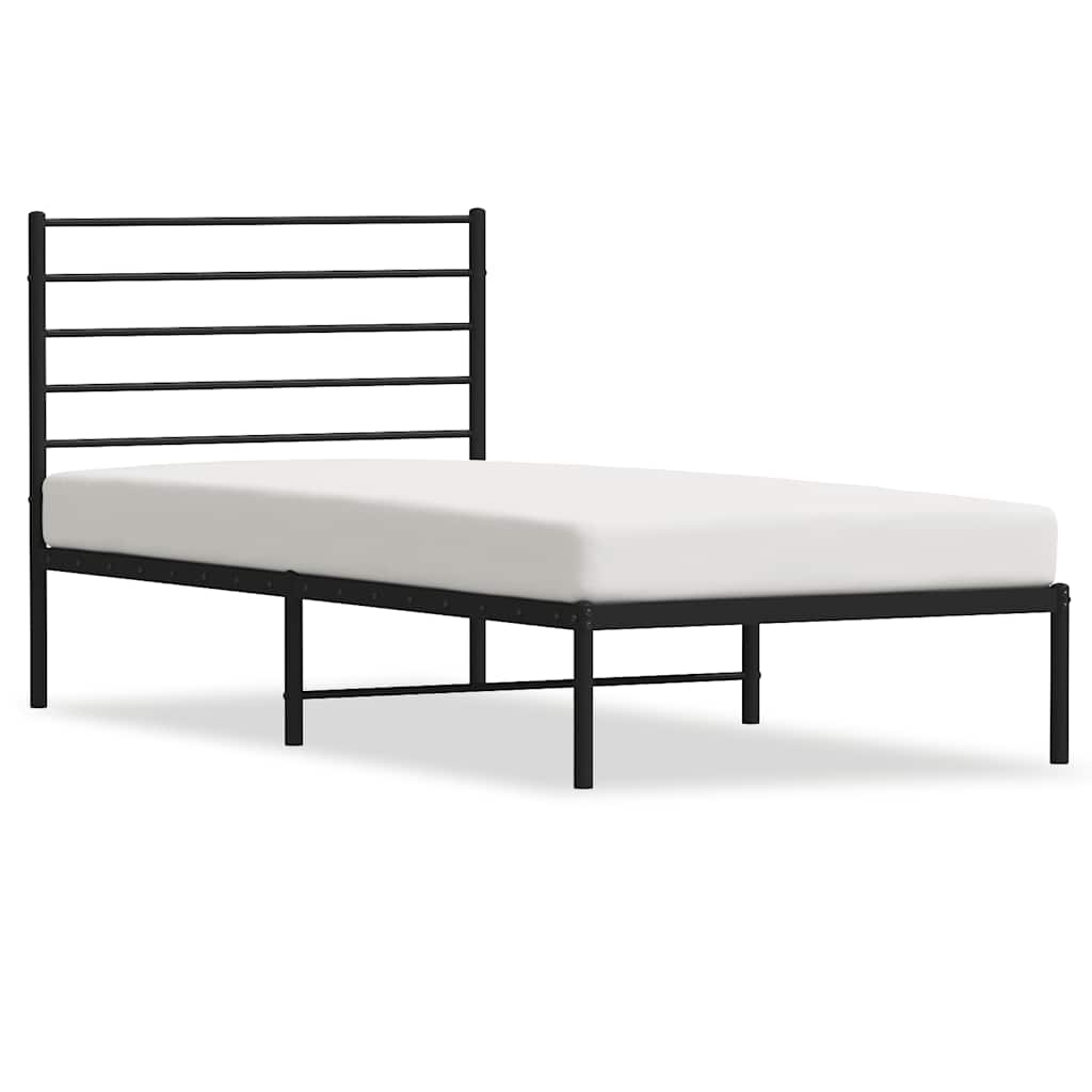 Bedframe met hoofdbord metaal zwart 100x190 cm is nu te koop bij PeponiXL, paradijselijk wonen!