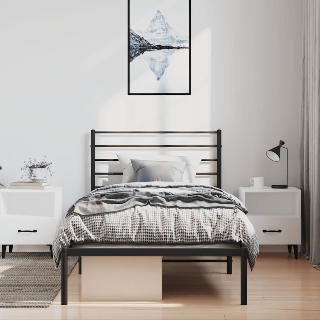 Bedframe met hoofdbord metaal zwart 100x190 cm is nu te koop bij PeponiXL, paradijselijk wonen!