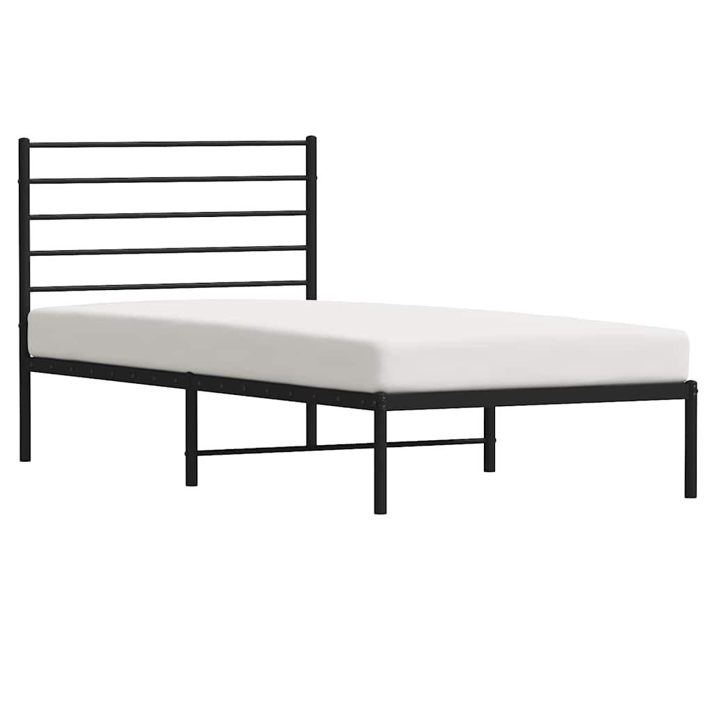 Bedframe met hoofdbord metaal zwart 100x200 cm is nu te koop bij PeponiXL, paradijselijk wonen!