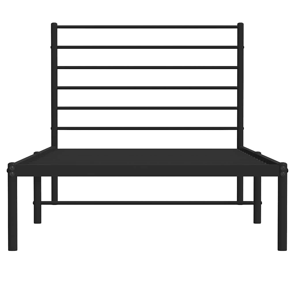 Bedframe met hoofdbord metaal zwart 100x200 cm is nu te koop bij PeponiXL, paradijselijk wonen!