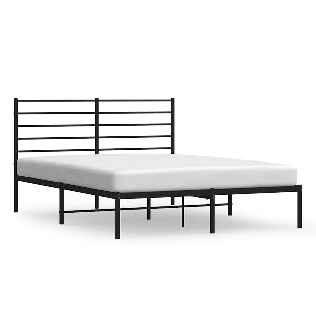 Bedframe met hoofdbord metaal zwart 140x190 cm is nu te koop bij PeponiXL, paradijselijk wonen!