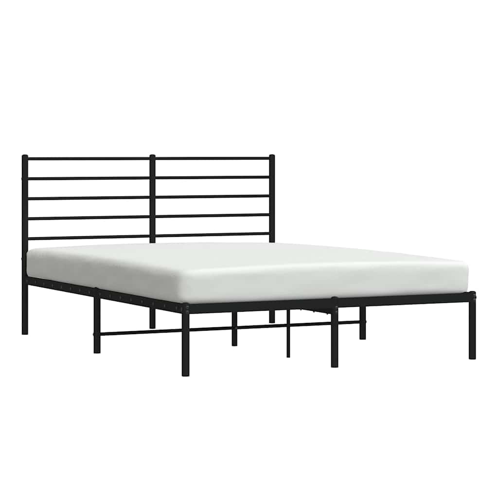 Bedframe met hoofdbord metaal zwart 140x190 cm is nu te koop bij PeponiXL, paradijselijk wonen!