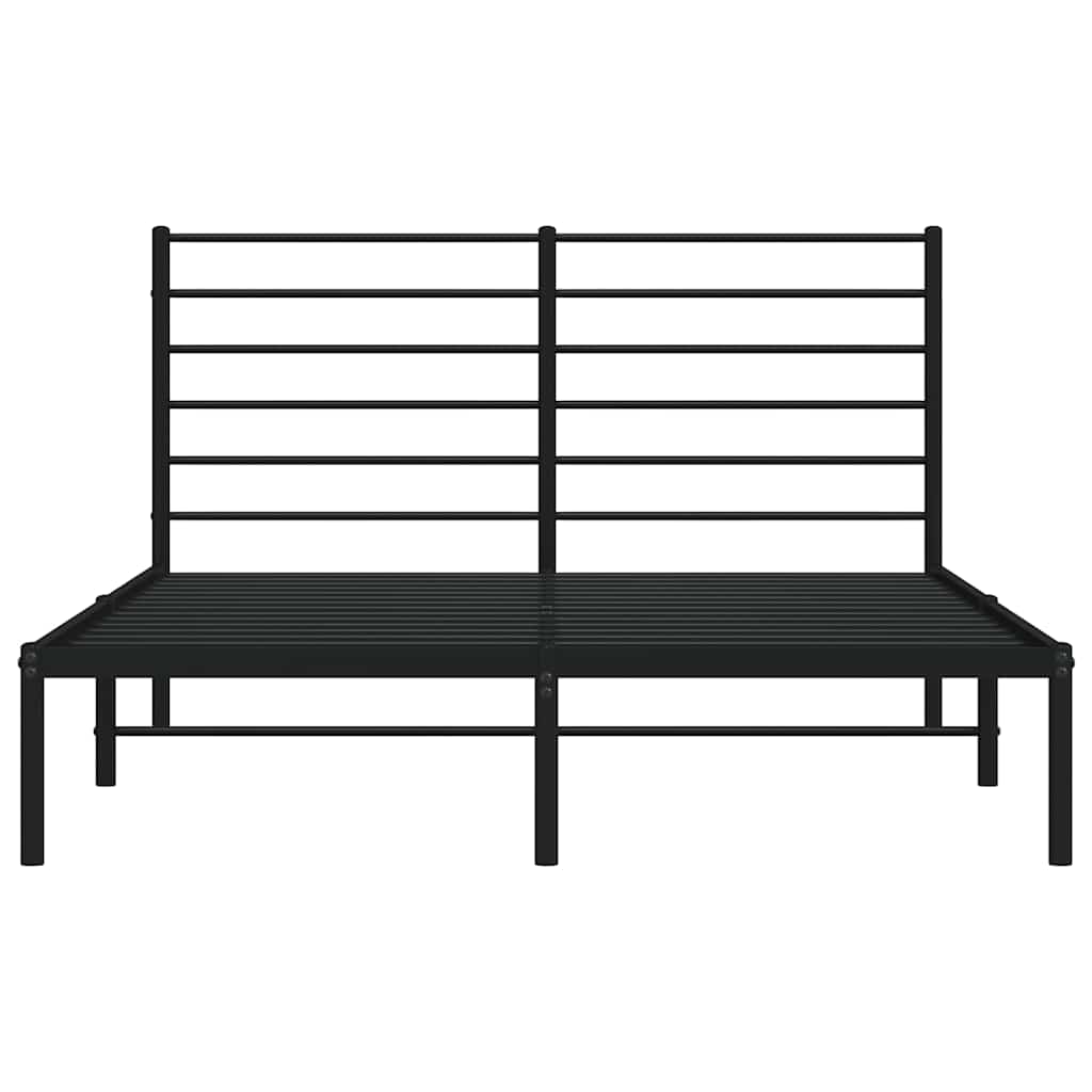 Bedframe met hoofdbord metaal zwart 140x190 cm is nu te koop bij PeponiXL, paradijselijk wonen!