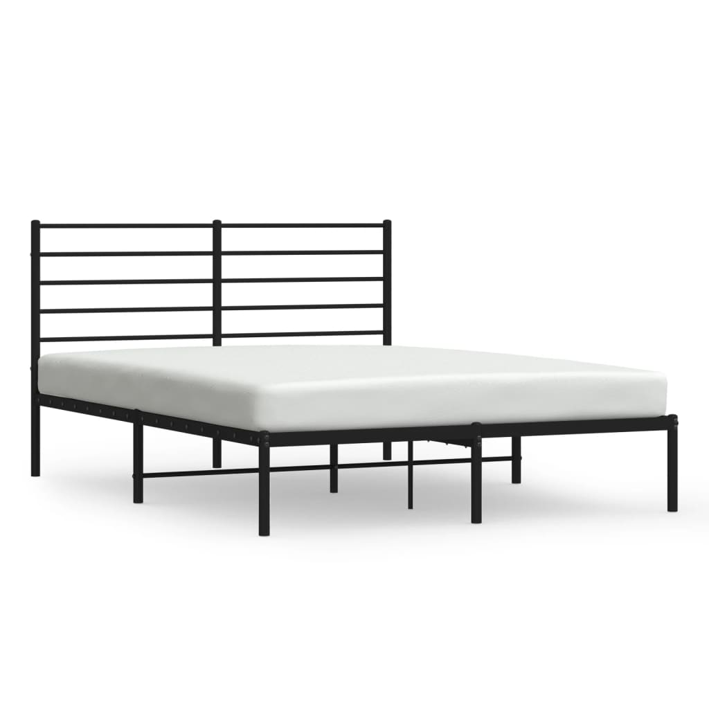 Bedframe met hoofdbord metaal zwart 150x200 cm is nu te koop bij PeponiXL, paradijselijk wonen!