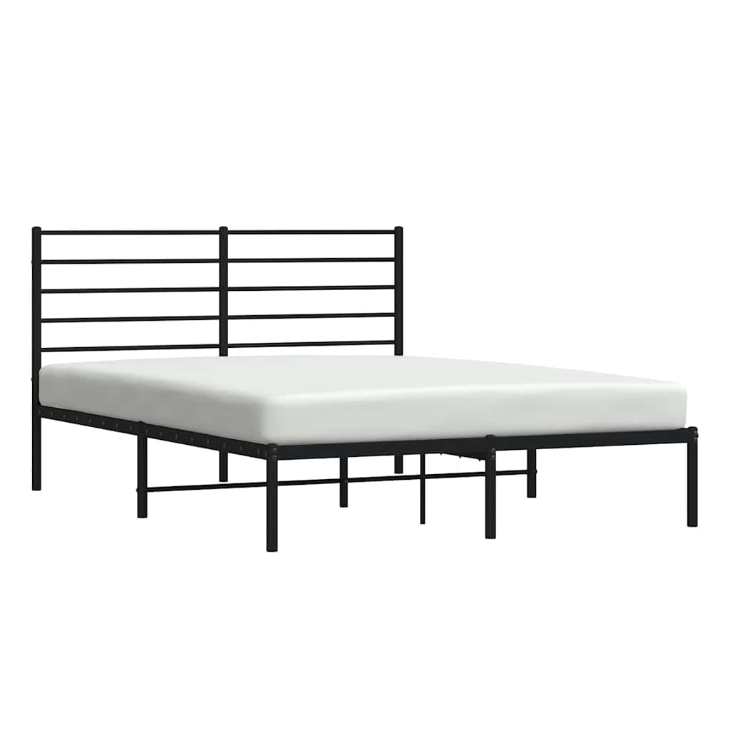 Bedframe met hoofdbord metaal zwart 150x200 cm is nu te koop bij PeponiXL, paradijselijk wonen!