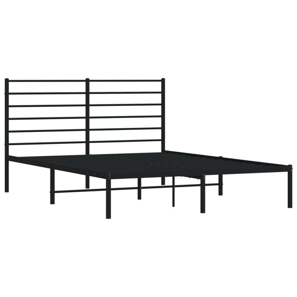 Bedframe met hoofdbord metaal zwart 160x200 cm is nu te koop bij PeponiXL, paradijselijk wonen!