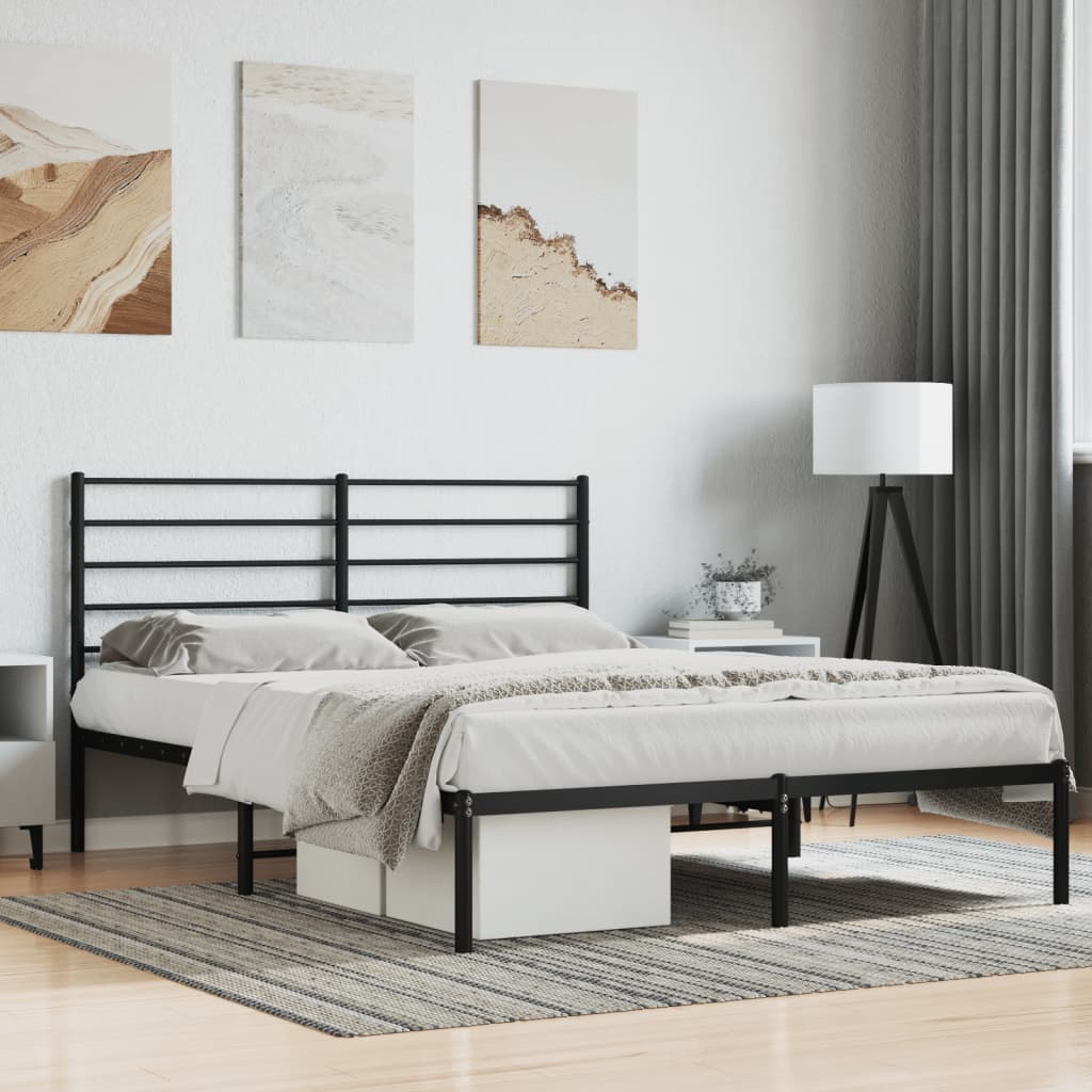 Bedframe met hoofdbord metaal zwart 160x200 cm is nu te koop bij PeponiXL, paradijselijk wonen!