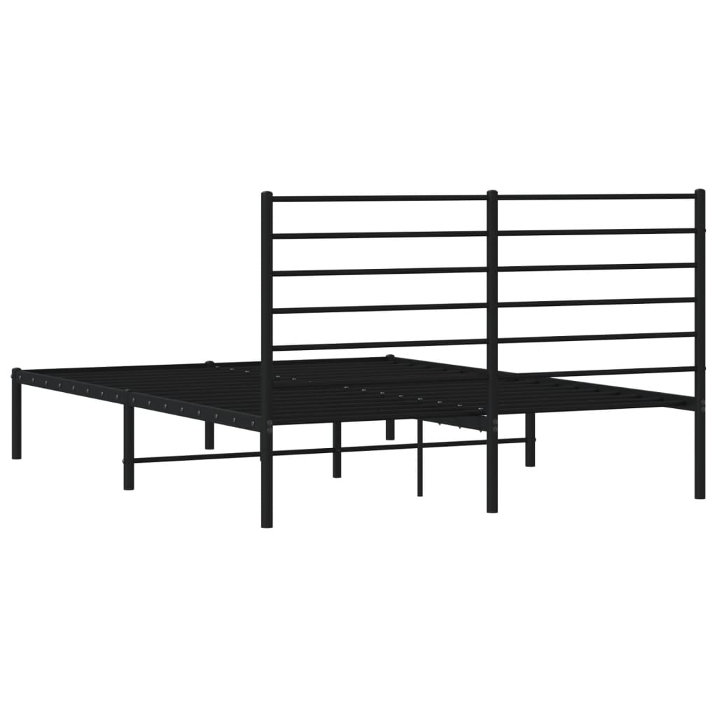 Bedframe met hoofdbord metaal zwart 160x200 cm is nu te koop bij PeponiXL, paradijselijk wonen!