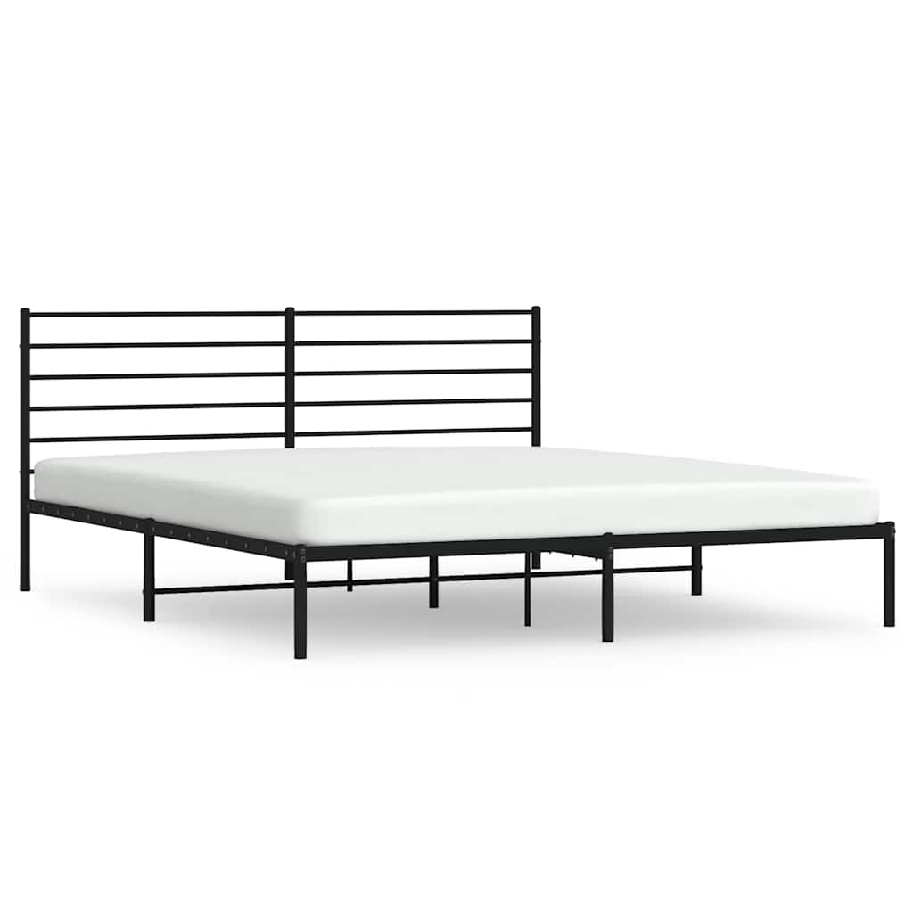 Bedframe met hoofdbord metaal zwart 183x213 cm is nu te koop bij PeponiXL, paradijselijk wonen!