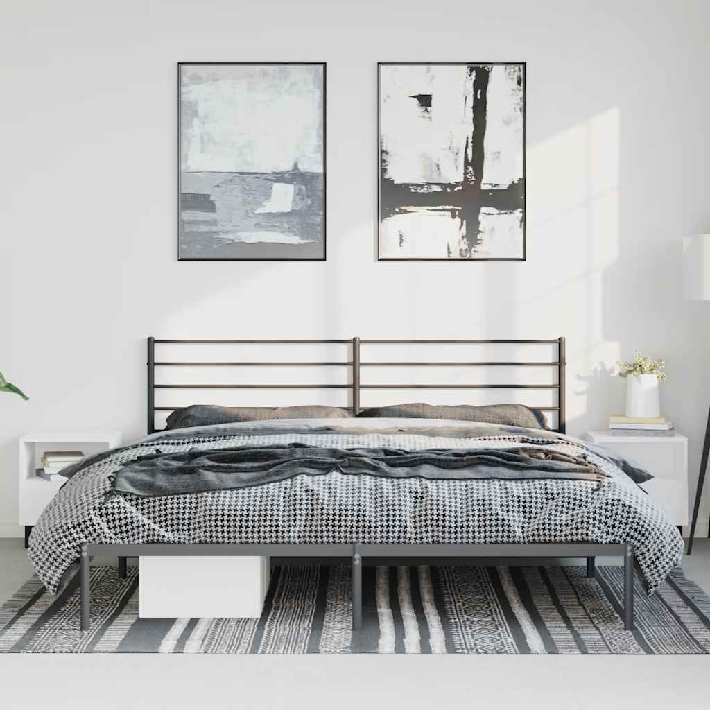Bedframe met hoofdbord metaal zwart 183x213 cm is nu te koop bij PeponiXL, paradijselijk wonen!