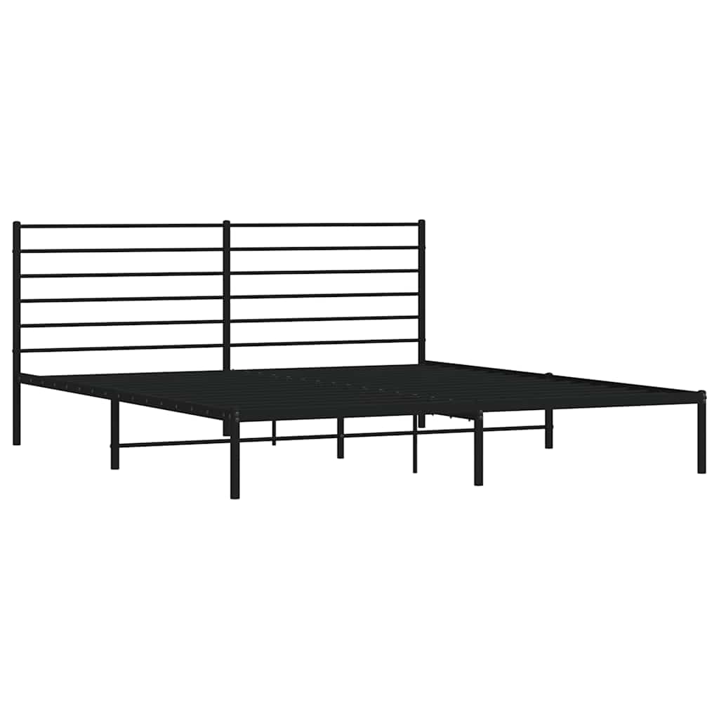 Bedframe met hoofdbord metaal zwart 183x213 cm is nu te koop bij PeponiXL, paradijselijk wonen!