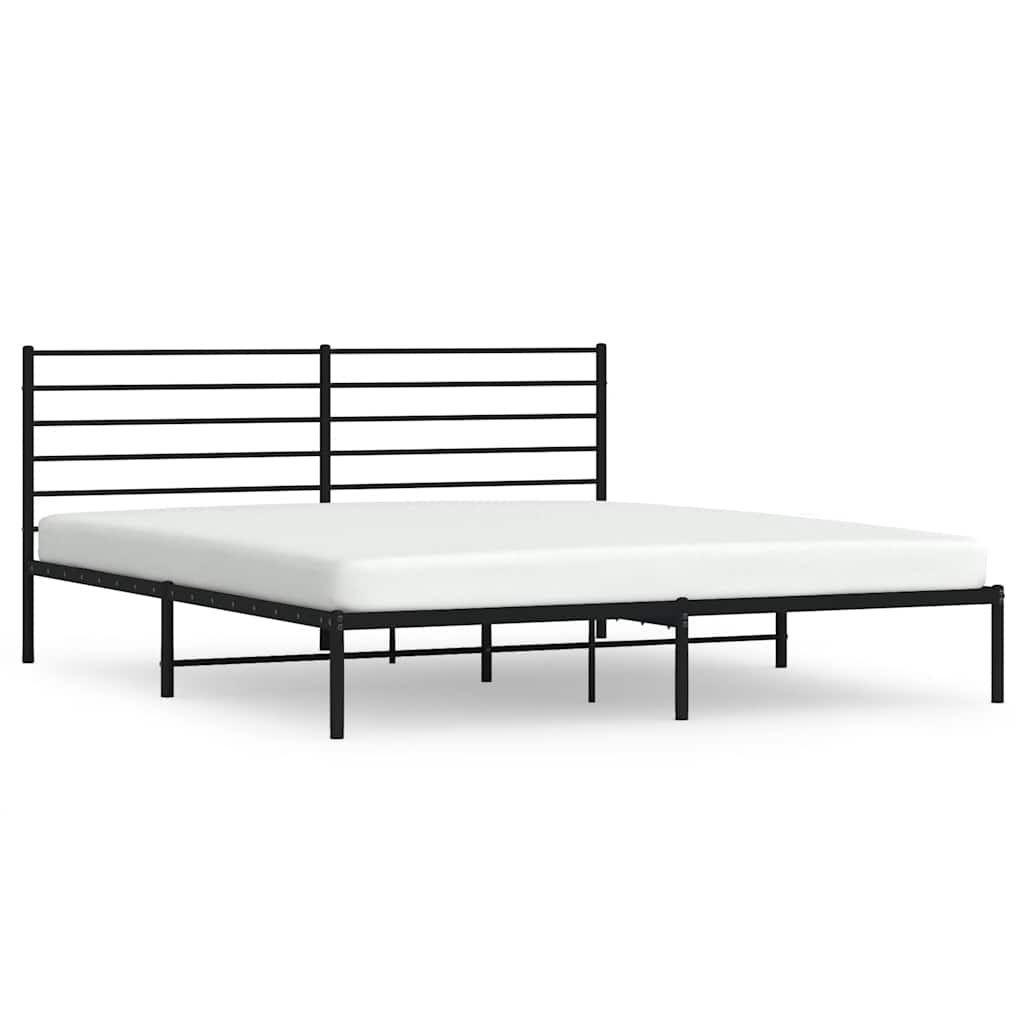 Bedframe met hoofdbord metaal zwart 193x203 cm is nu te koop bij PeponiXL, paradijselijk wonen!