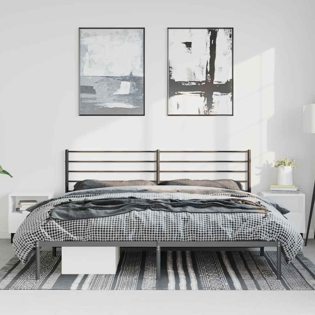 Bedframe met hoofdbord metaal zwart 193x203 cm is nu te koop bij PeponiXL, paradijselijk wonen!