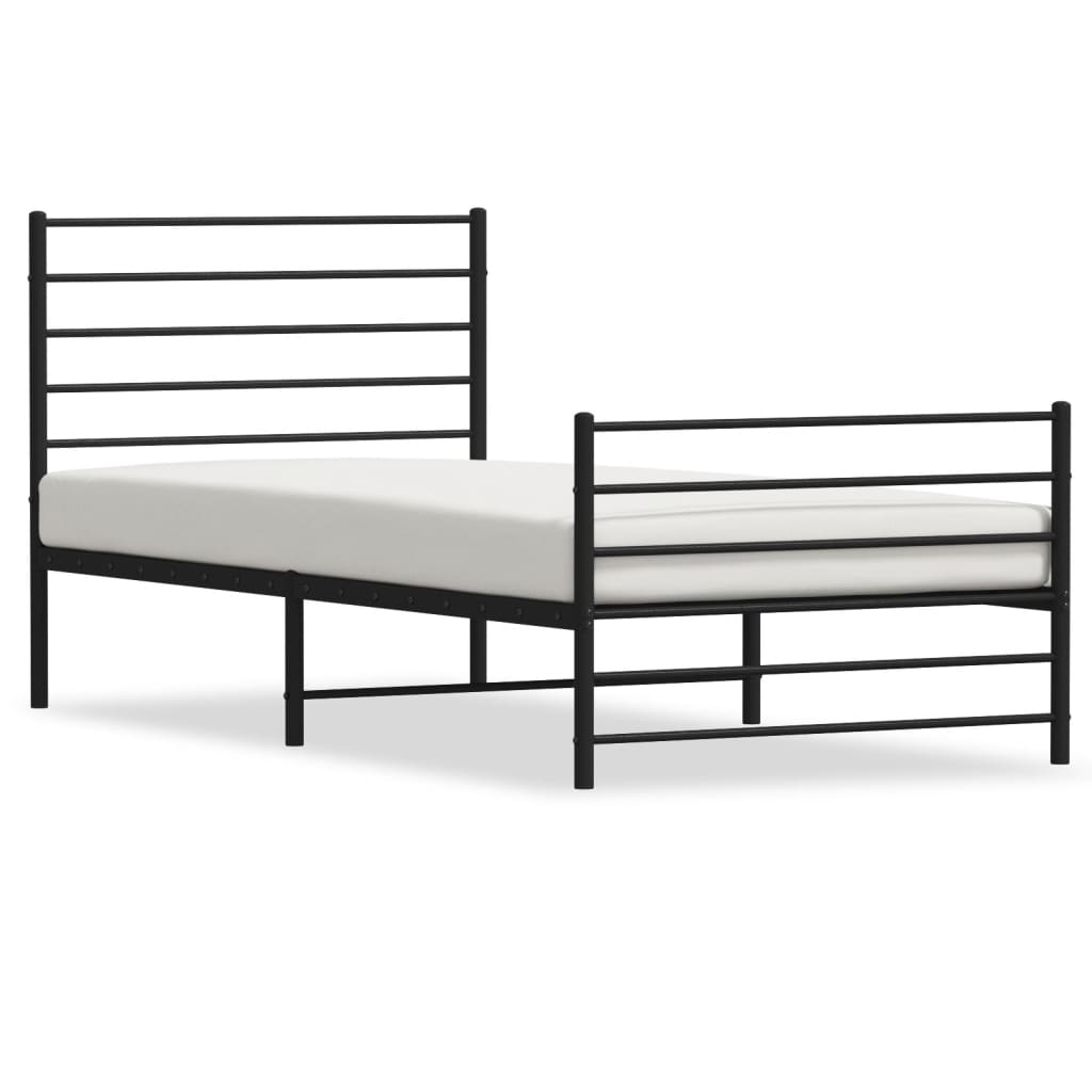 Bedframe met hoofd- en voeteneinde metaal zwart 90x190 cm is nu te koop bij PeponiXL, paradijselijk wonen!