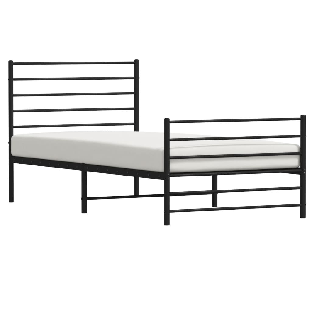 Bedframe met hoofd- en voeteneinde metaal zwart 90x190 cm is nu te koop bij PeponiXL, paradijselijk wonen!