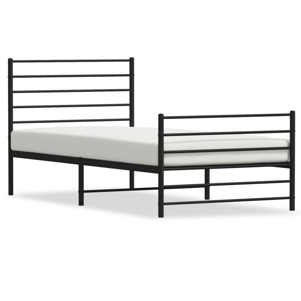 Bedframe met hoofd- en voeteneinde metaal zwart 100x200 cm is nu te koop bij PeponiXL, paradijselijk wonen!