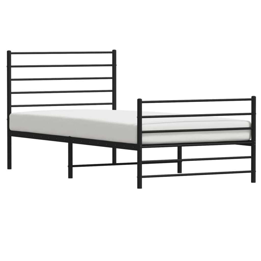 Bedframe met hoofd- en voeteneinde metaal zwart 100x200 cm is nu te koop bij PeponiXL, paradijselijk wonen!