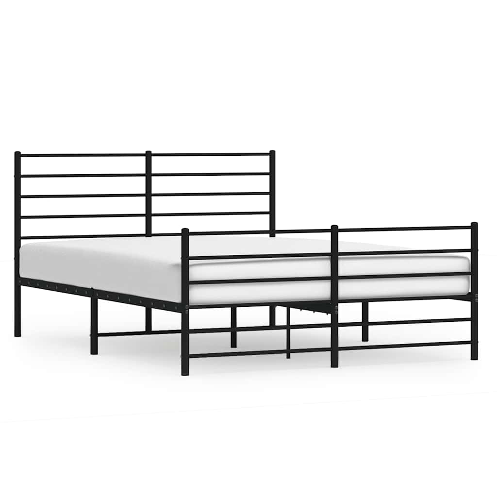 Bedframe met hoofd- en voeteneinde metaal zwart 135x190 cm is nu te koop bij PeponiXL, paradijselijk wonen!