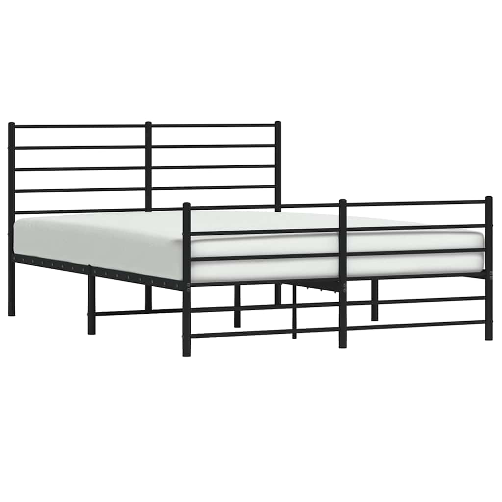 Bedframe met hoofd- en voeteneinde metaal zwart 135x190 cm is nu te koop bij PeponiXL, paradijselijk wonen!