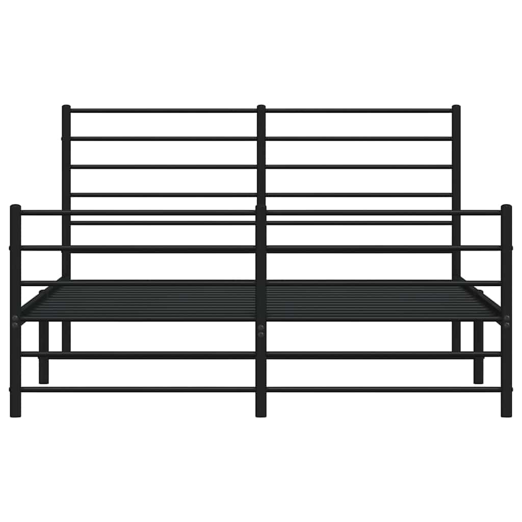 Bedframe met hoofd- en voeteneinde metaal zwart 135x190 cm is nu te koop bij PeponiXL, paradijselijk wonen!