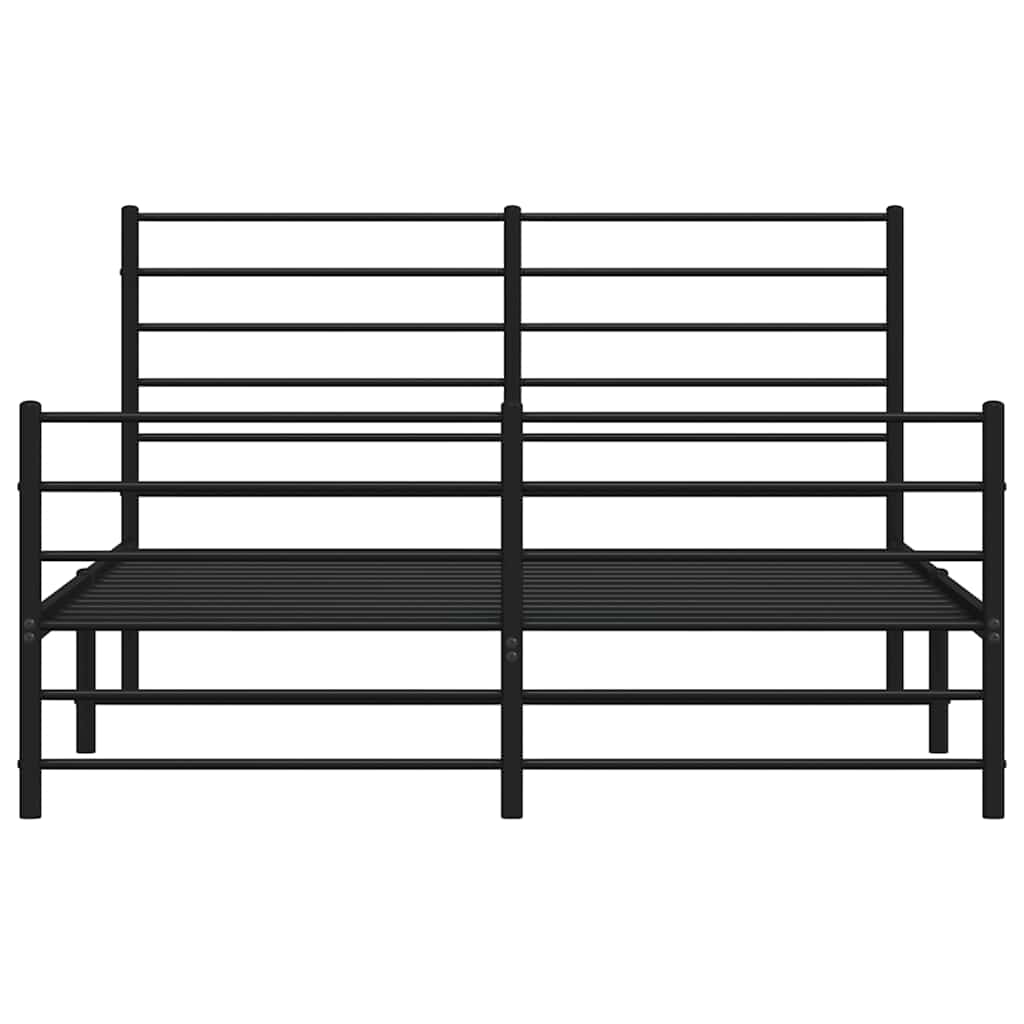 Bedframe met hoofd- en voeteneinde metaal zwart 135x190 cm is nu te koop bij PeponiXL, paradijselijk wonen!