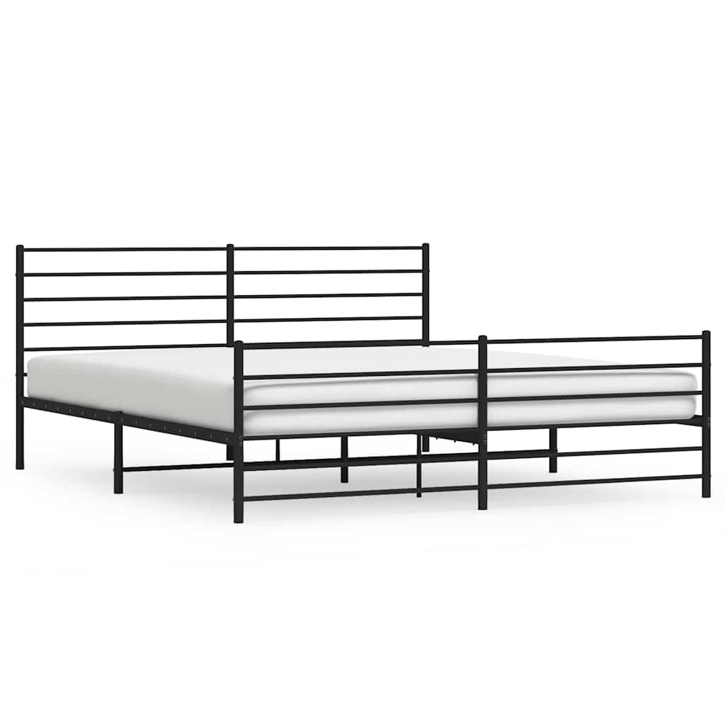 Bedframe met hoofd- en voeteneinde metaal zwart 183x213 cm is nu te koop bij PeponiXL, paradijselijk wonen!