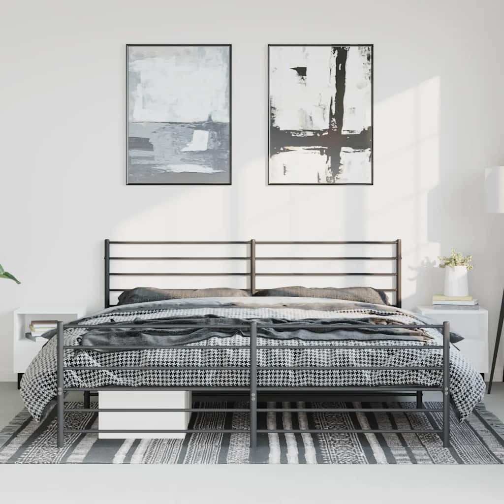 Bedframe met hoofd- en voeteneinde metaal zwart 183x213 cm is nu te koop bij PeponiXL, paradijselijk wonen!