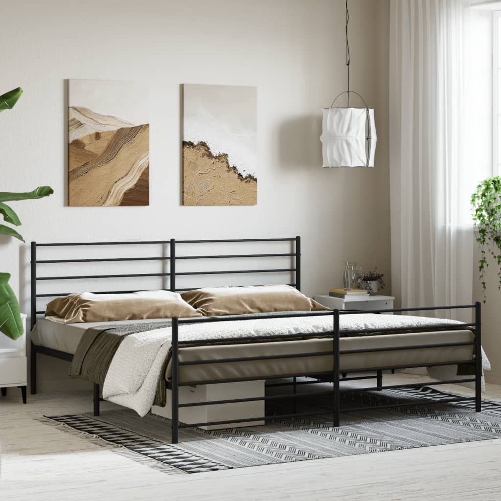 Bedframe met hoofd- en voeteneinde metaal zwart 183x213 cm is nu te koop bij PeponiXL, paradijselijk wonen!