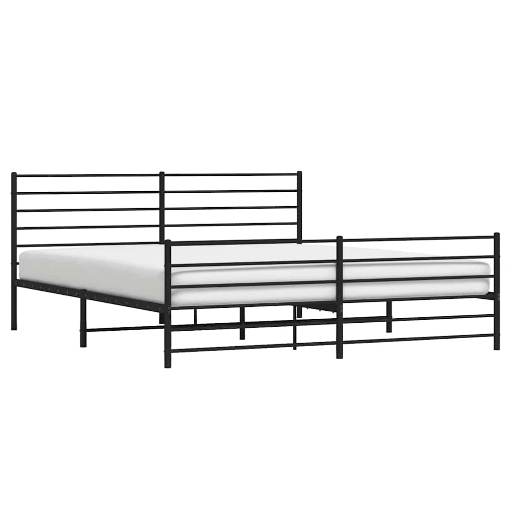 Bedframe met hoofd- en voeteneinde metaal zwart 183x213 cm is nu te koop bij PeponiXL, paradijselijk wonen!
