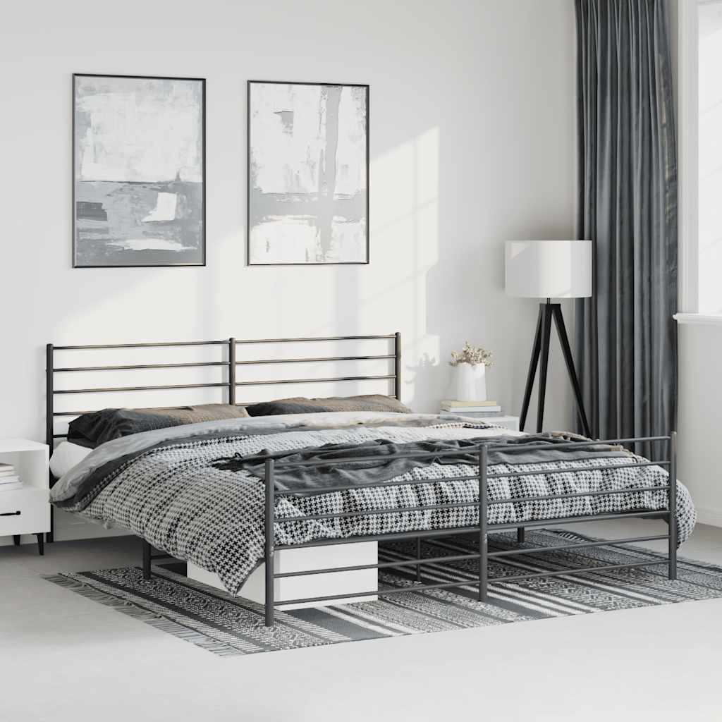 Bedframe met hoofd- en voeteneinde metaal zwart 183x213 cm is nu te koop bij PeponiXL, paradijselijk wonen!