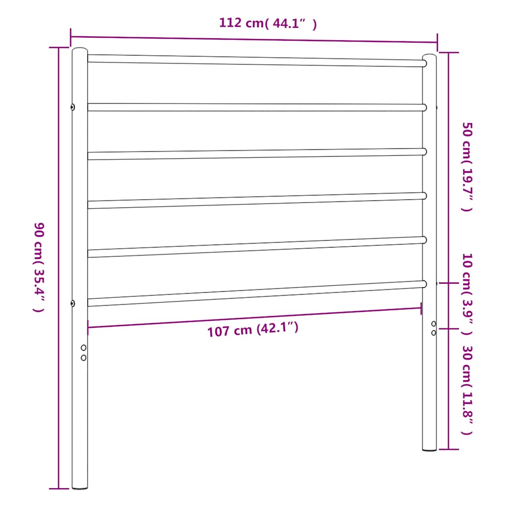 Vervangend hoofdbord metaal zwart 107 cm is nu te koop bij PeponiXL, paradijselijk wonen!