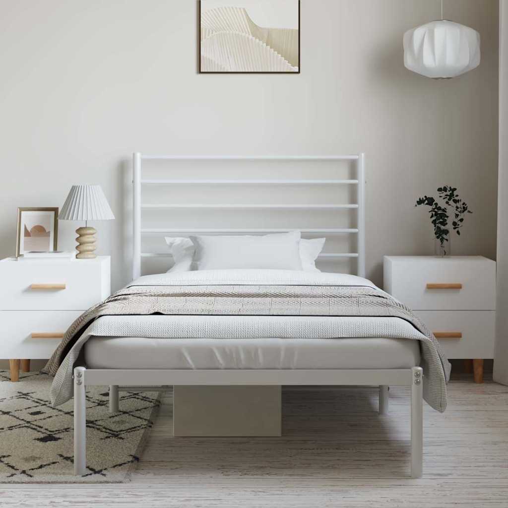 Bedframe met hoofdbord metaal wit 100x190 cm is nu te koop bij PeponiXL, paradijselijk wonen!
