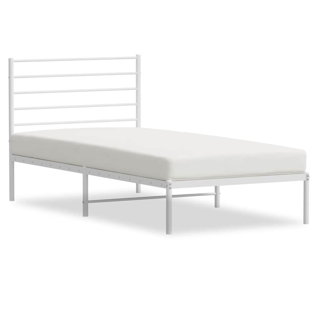 Bedframe met hoofdbord metaal wit 100x200 cm is nu te koop bij PeponiXL, paradijselijk wonen!