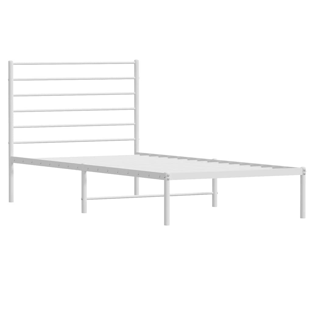 Bedframe met hoofdbord metaal wit 100x200 cm is nu te koop bij PeponiXL, paradijselijk wonen!