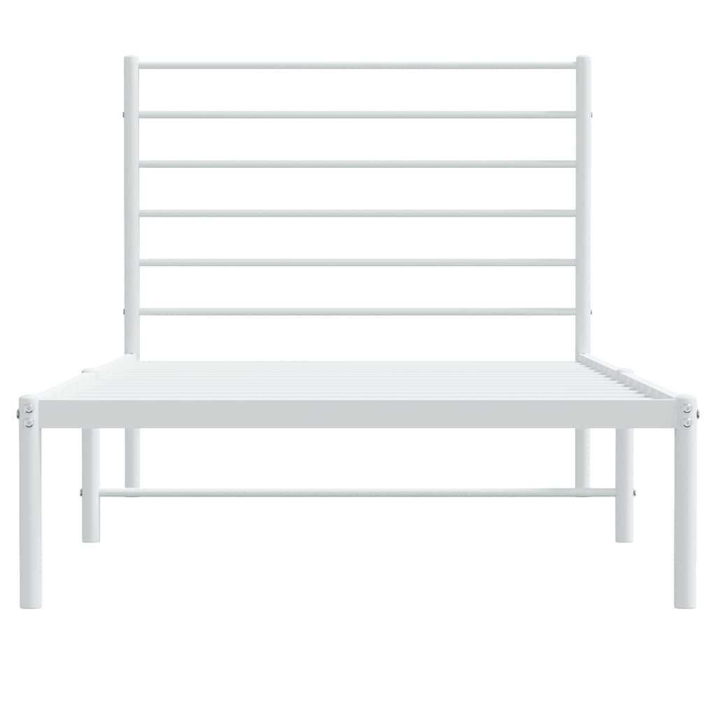 Bedframe met hoofdbord metaal wit 100x200 cm is nu te koop bij PeponiXL, paradijselijk wonen!