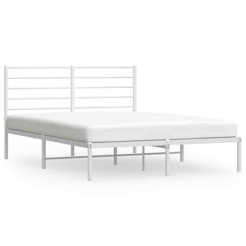 Bedframe met hoofdbord metaal wit 135x190 cm is nu te koop bij PeponiXL, paradijselijk wonen!